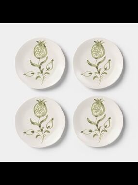 4pk 6" Green Hand Painted Stoneware Aralia Appetizer Plates - Threshold™